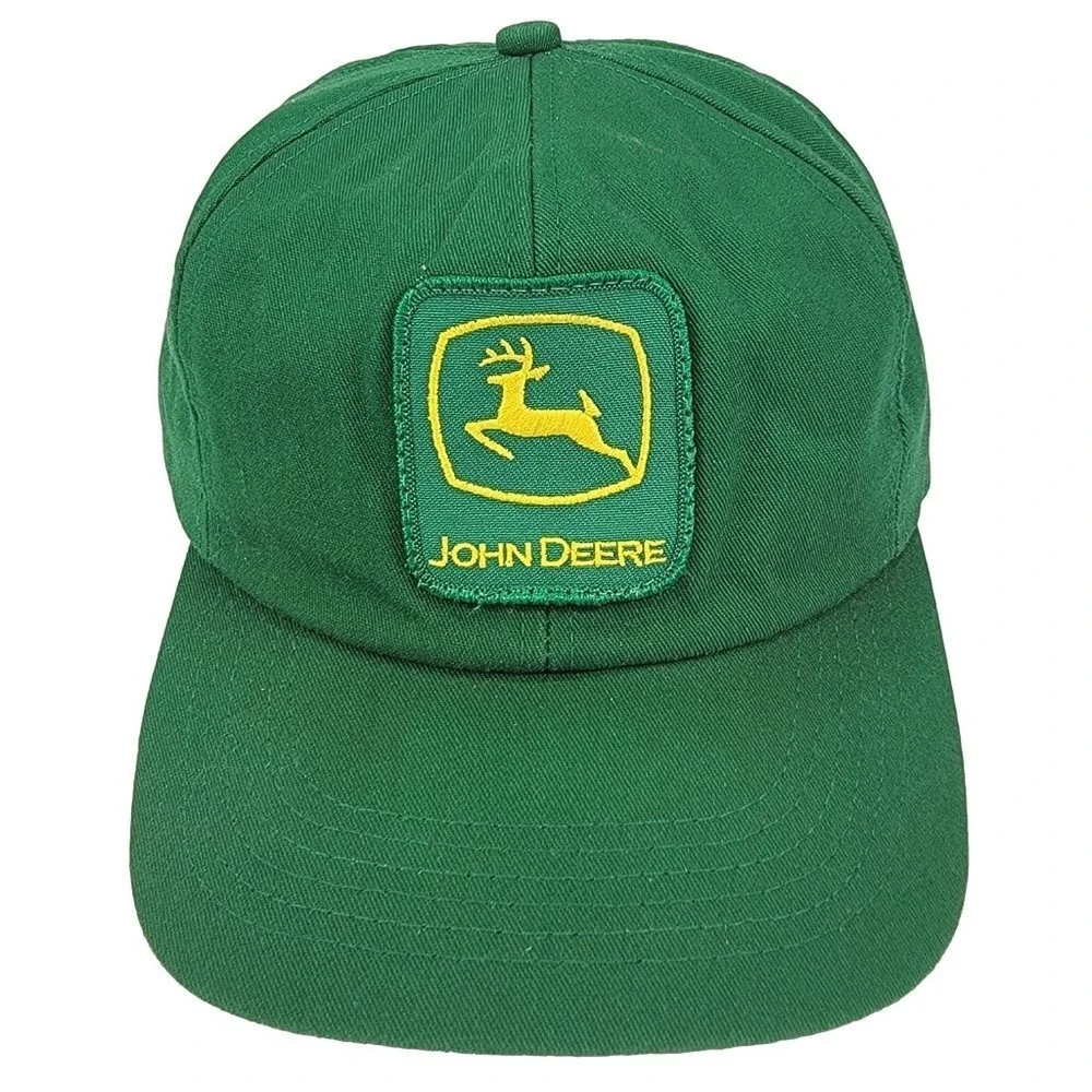 John Deere Hat Vintage K-Products Snapback Patch Cap Farm Tractor Green USA Made